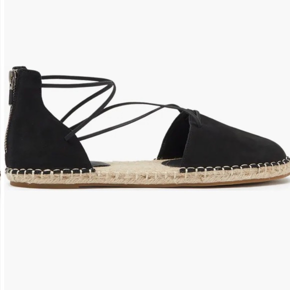 Eileen Fisher Black Suede Lace-Up Espadrille Closed Toe Flat Sandal - Picture 2 of 11